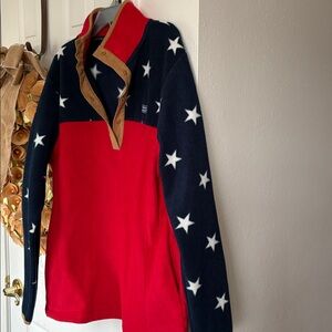 Simply Southern Red and Navy Star Cowl Sweater